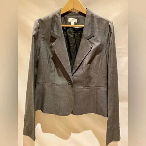 LOFT Black Pleated-Back Blazer with Overstitch & Ribbon Detail, size 10